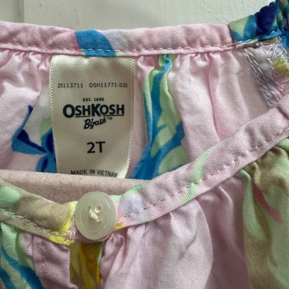 NWOT Oshkosh B’Gosh 2T Girls Pink Floral Short Sleeve Top Blouse